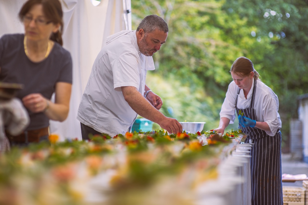 Richard Corrigan and team in the polytunnels.
