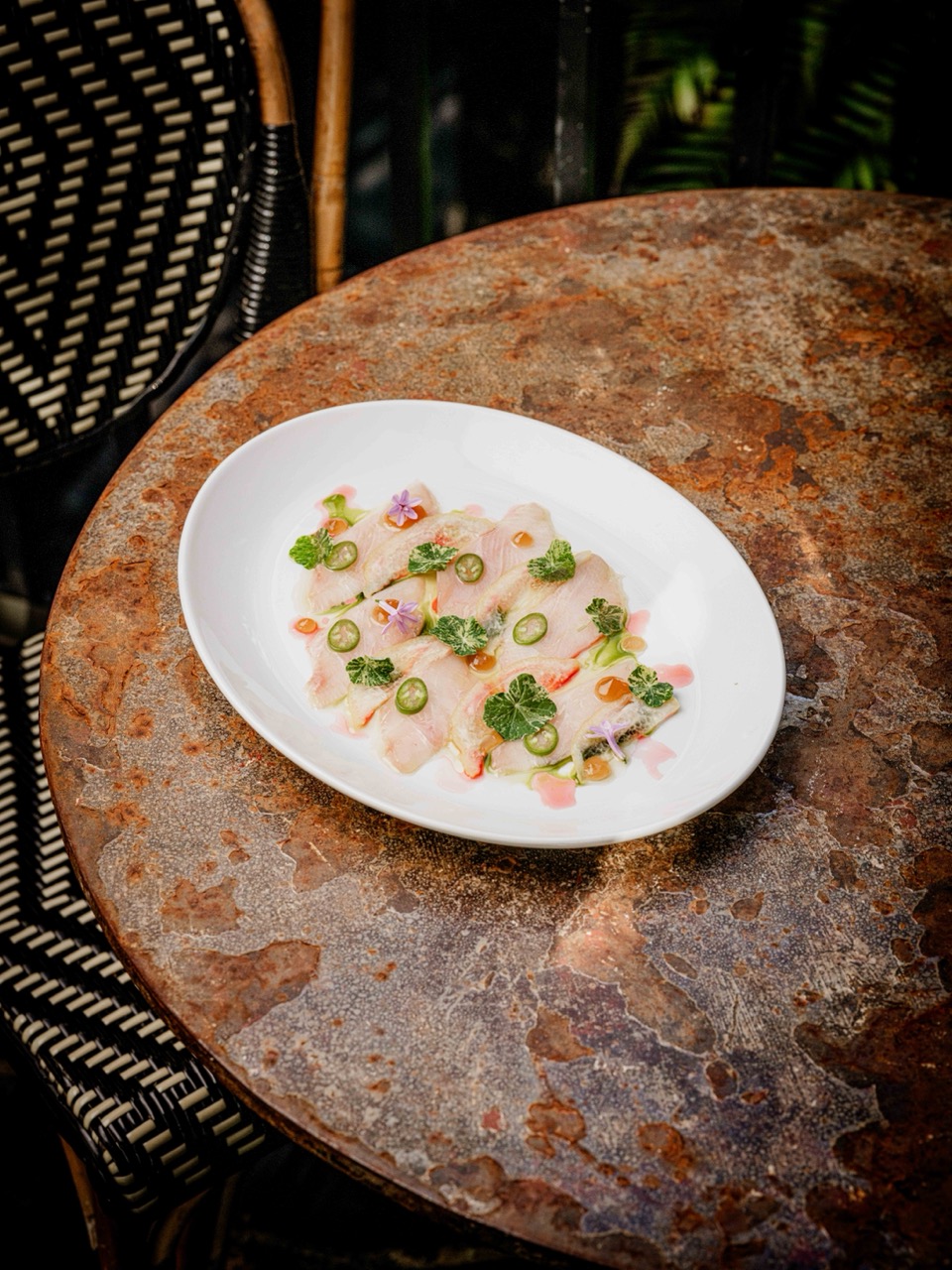 Yellowtail crudo, Mandrake Hotel. 