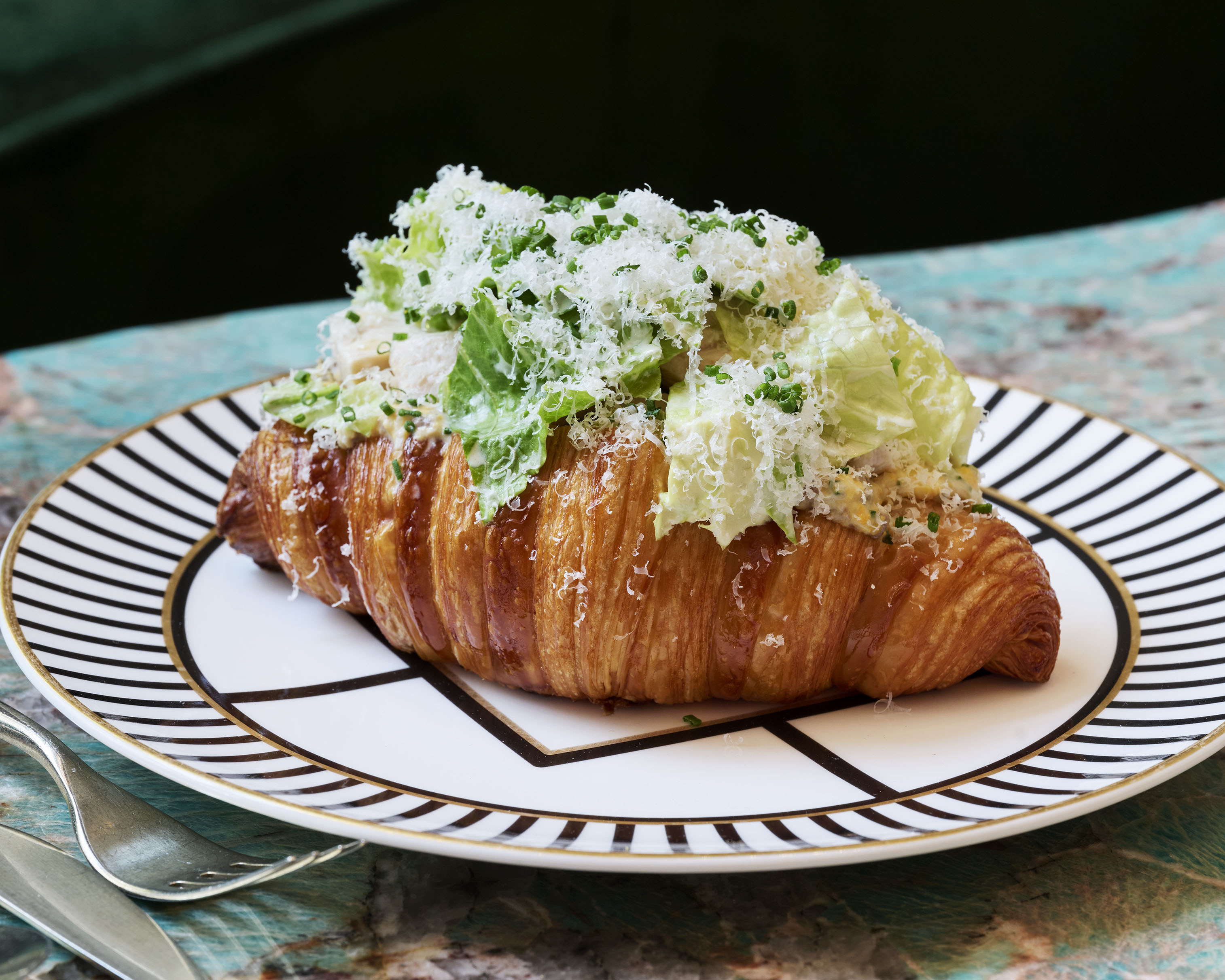 things to do in London, chicken caesar croissant. 