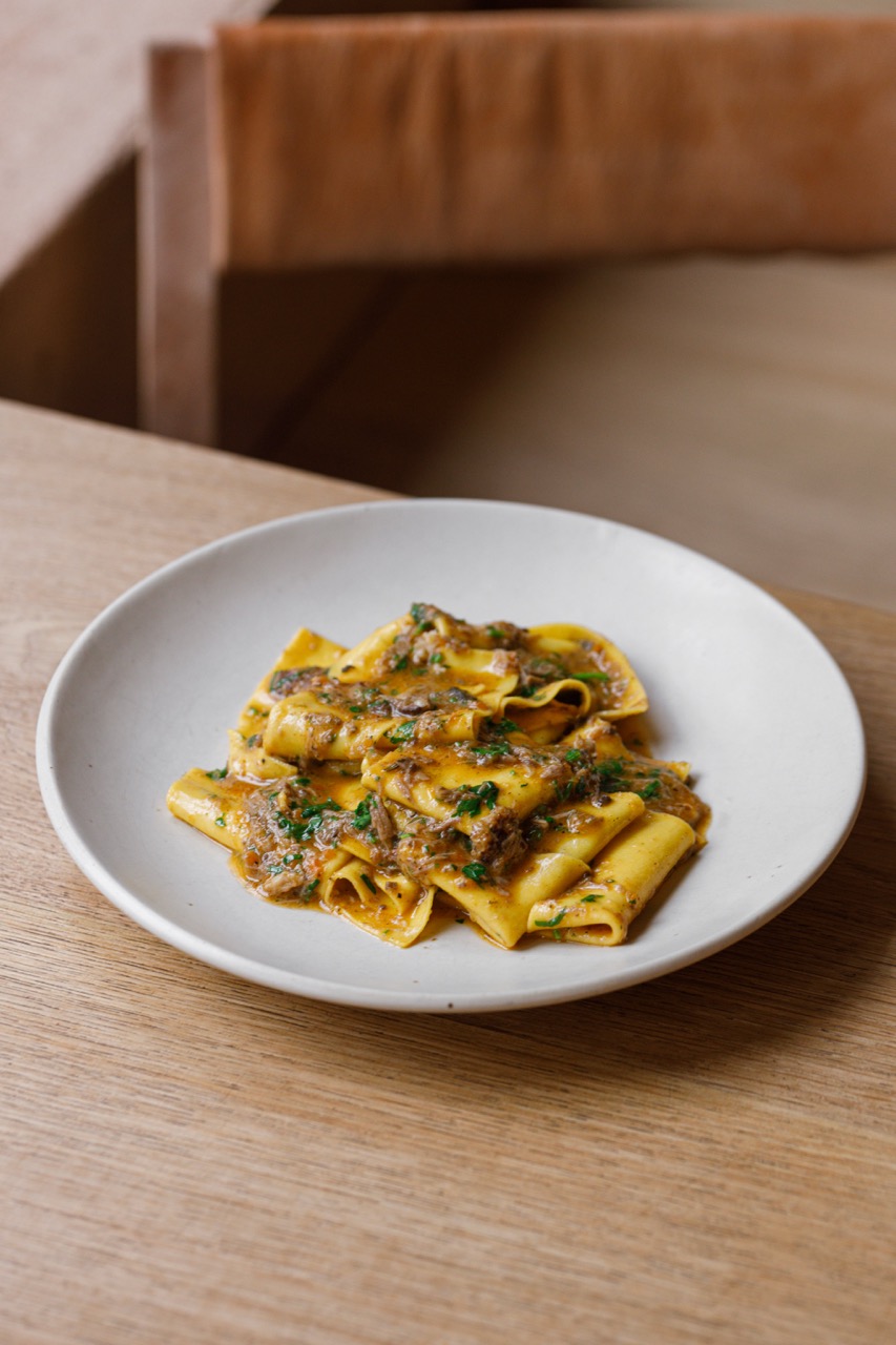 Fazzoletti with duck ragu, Manteca. 