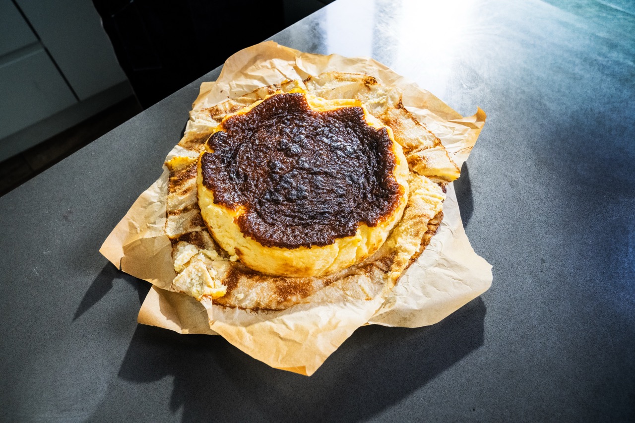 Finished basque cheesecake. 