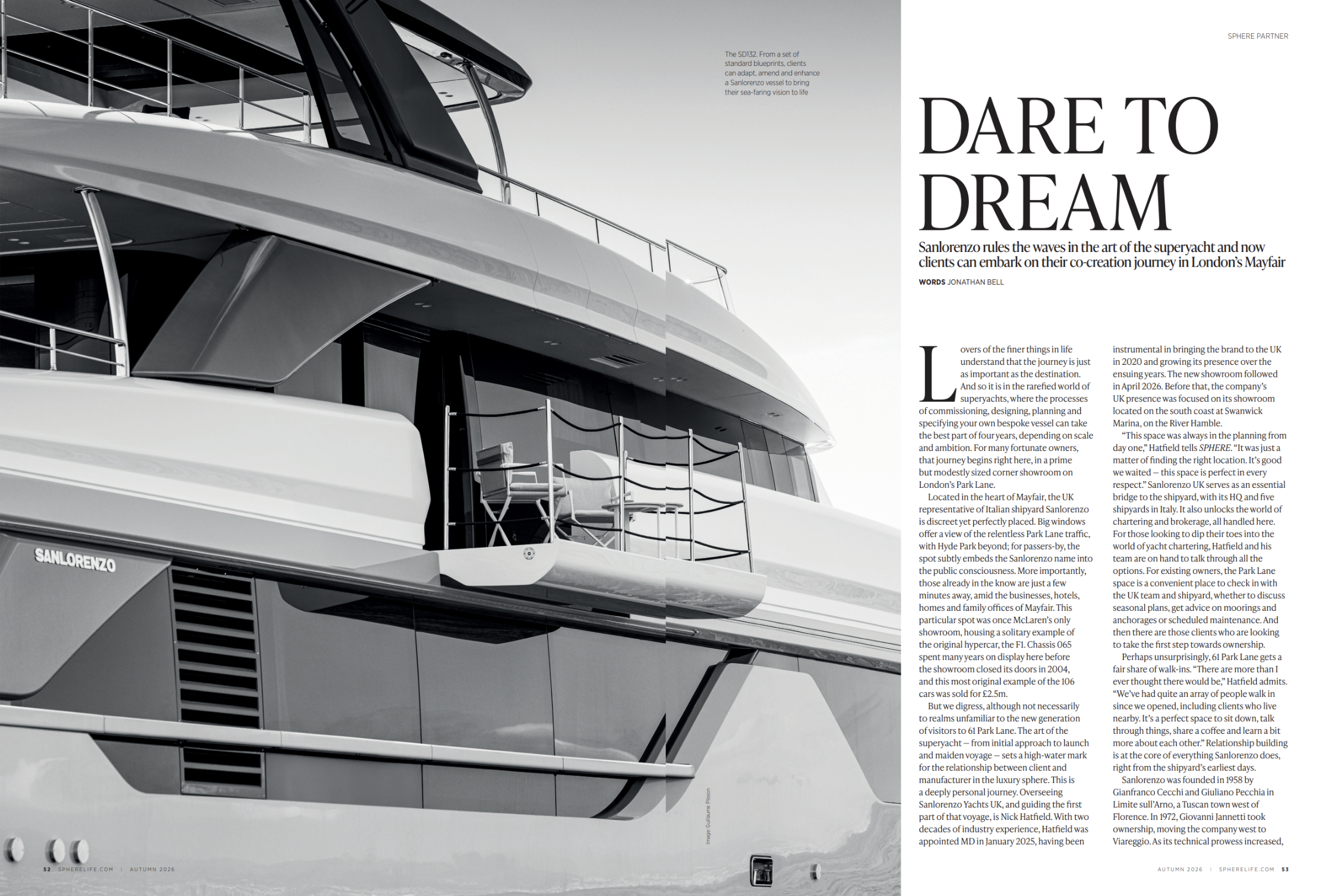 Sanlorenzo, SPHERE autumn issue. 
