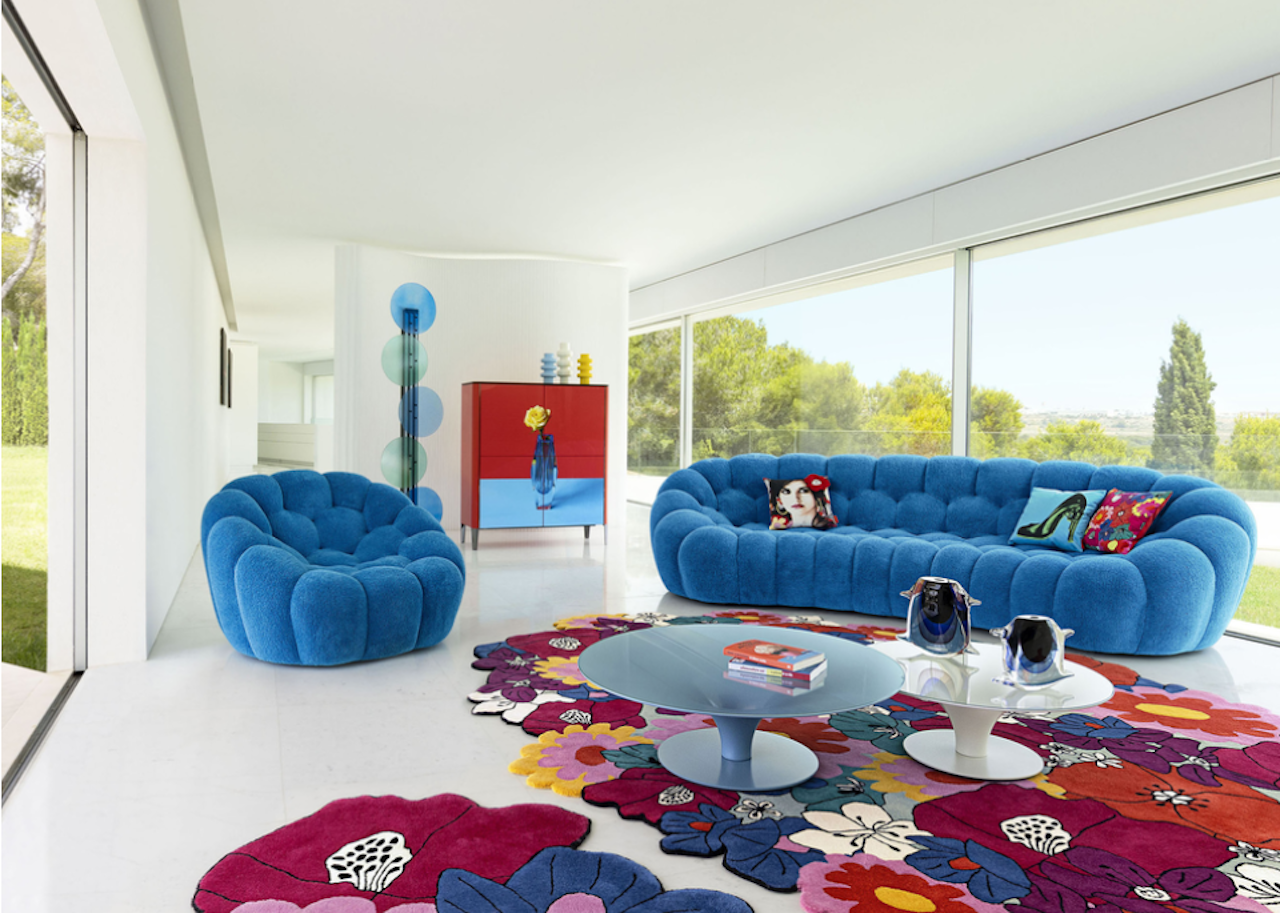 luxury sofas ROCHE BOBOIS pedro almodovar sofa in blue