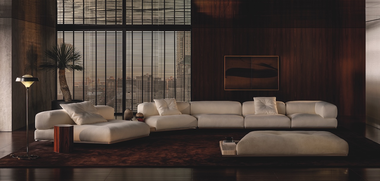 Luxury Sofas Minotti Orion designed by Giampiero Tagliaferri and inspired by John Lautner