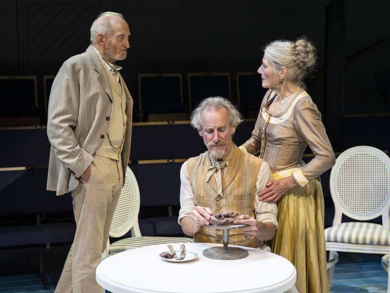 Charles Dance, Nicholas Farrell and Geraldine James in Creditors at the Orange Tree Theatre.