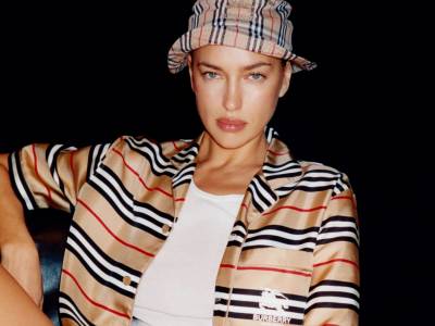 Burberry Supreme collaboration worn by Irina Shayk