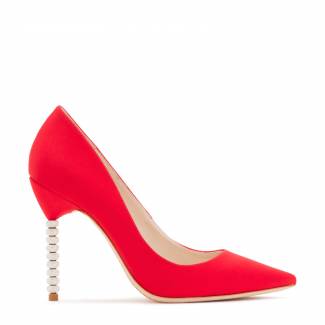 Sophia Webster Coco crystal pumps in red satin