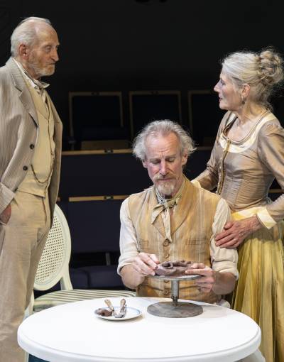 Charles Dance, Nicholas Farrell and Geraldine James in Creditors at the Orange Tree Theatre.
