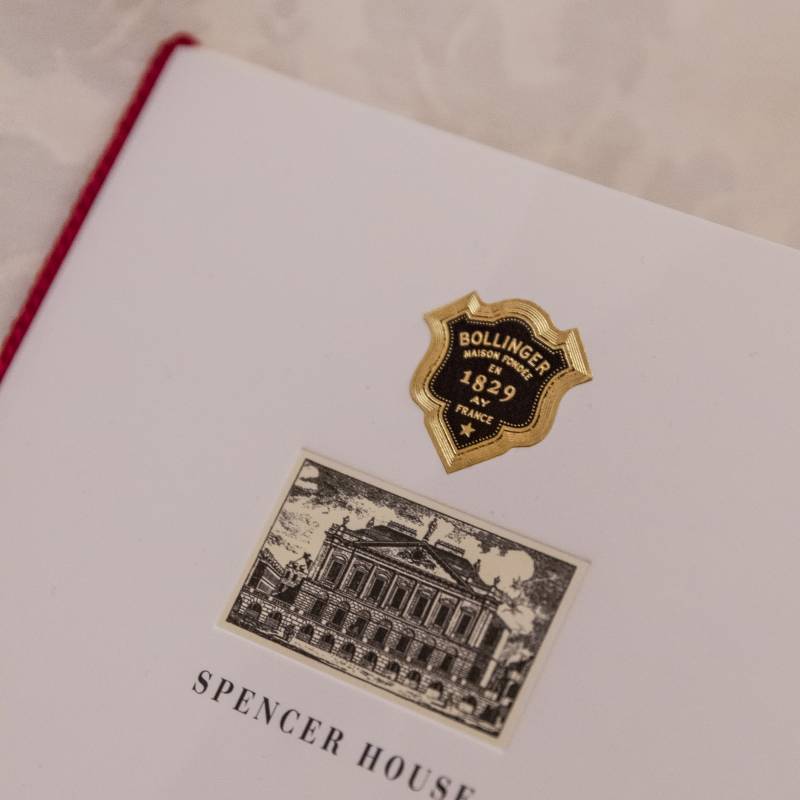 Menu to celebrate Bollinger R.D 2008