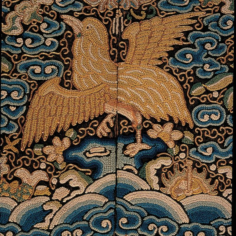 An embroidered sample on display at Textiles: The Art of Mankind, one of SPHERE's best design exhibitions for 2025.