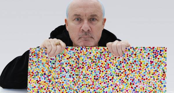 Damien Hirst with The Currency artworks, 2021