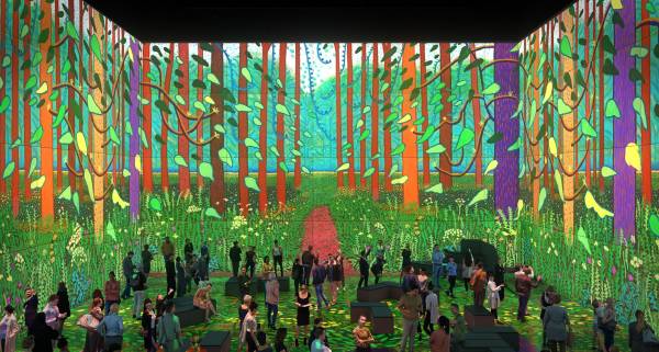   Installation of David Hockney's "The Arrival of Spring in Woldgate, East Yorkshire in 2011 (twenty eleven)"