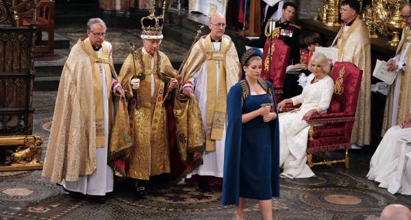 Coronation robes and traditionals outfits, on show during the Coronation at Westminster Abbey on may 6th 2023