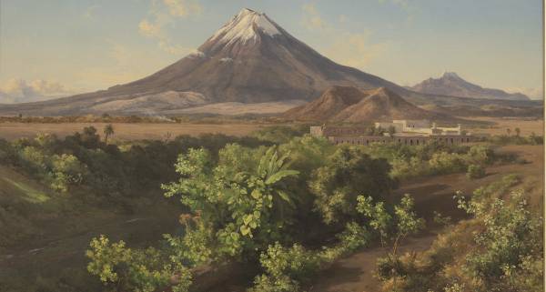 The Textile Mill of La Carolina, Puebla by José María Velasco displayed at The National Gallery.